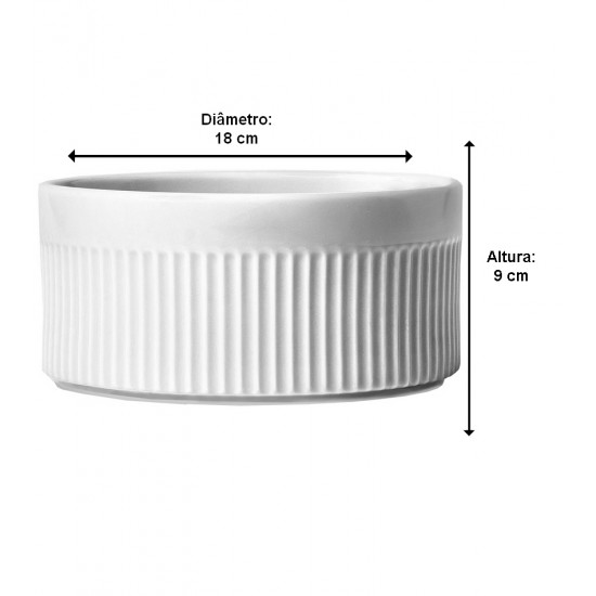 Ramekin 18cm 1,8 Litros Refratário Branco Porcelana Germer